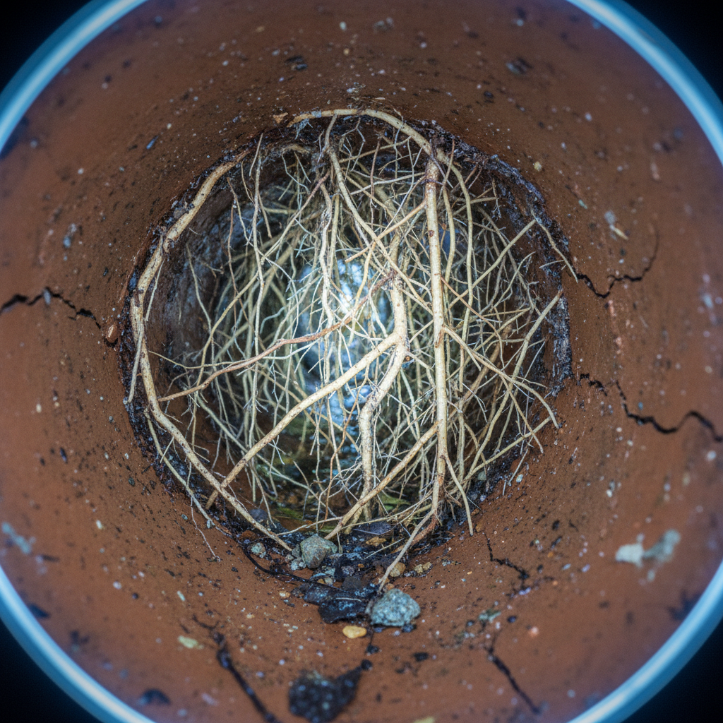 HD sewer camera inspection showing tree roots inside a Winnipeg sewer line
