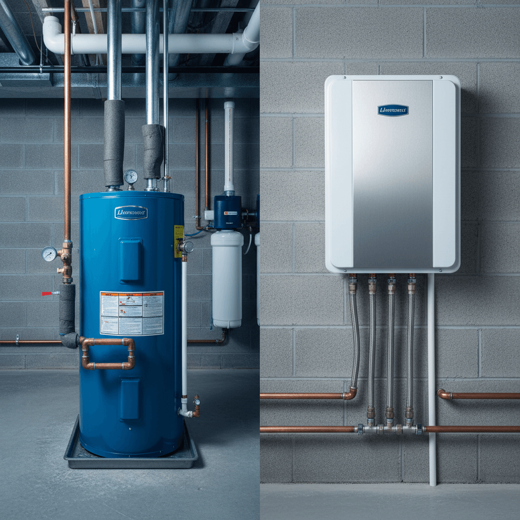 Comparison of a tank and tankless water heater